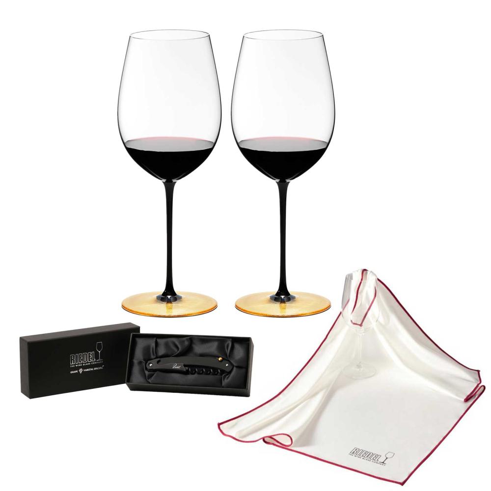 <ソムリエ ブラック・タイ> HAKU ボルドー・グラン・クリュ ギフトセット(グラス2個+ナイフ1個+クロス1枚入)